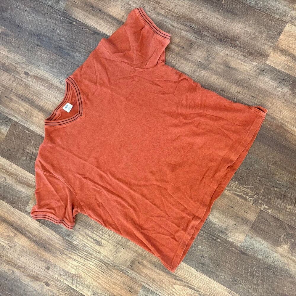 Mens Y2K 2000s Orange Old Navy V-neck thermal short sleeve t-shirt size XXL